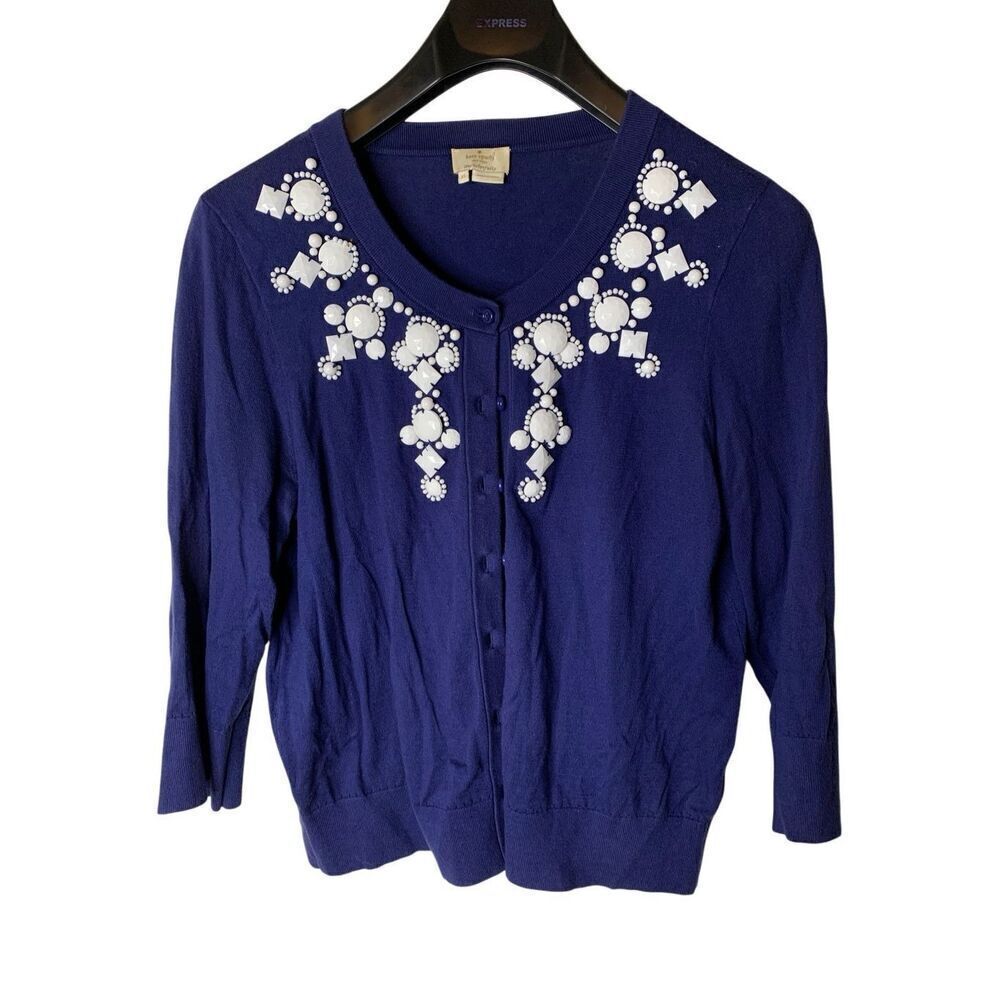 Kate Spade Tula cardigan sweater live colorfully beaded bejeweled size XL NEW